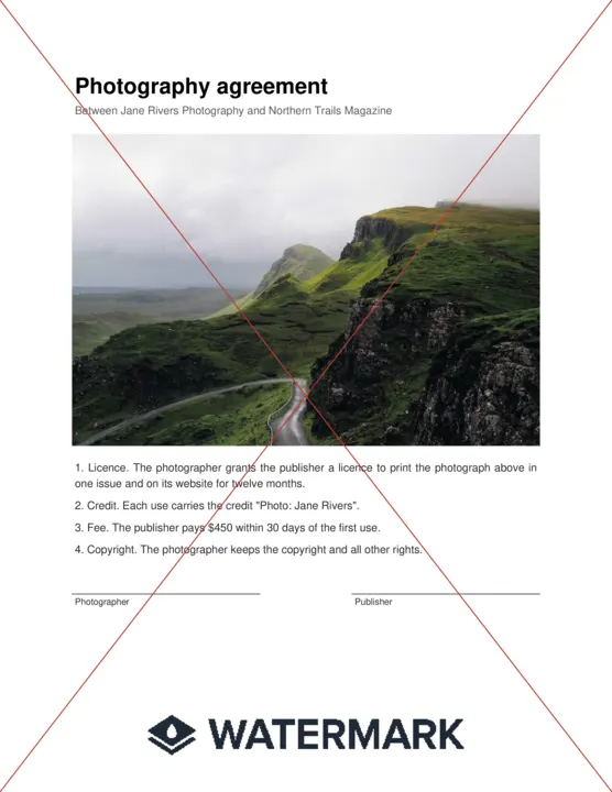 A PDF page with a logo and diagonal lines
